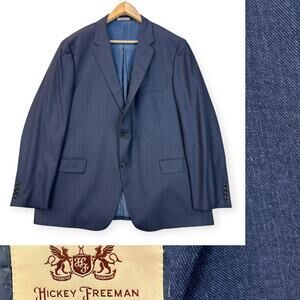 Hickey Freeman Mens 48R Navy Blue 100% Wool Milburn II 2 Suit Jacket Blazer Coat